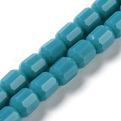 Opaque Glass Beads Strands, Faceted Barrel, Cadet Blue, 6.5~7x6mm, Hole: 1mm, about 78pcs/strand, 20.28~21.65 inch(51.5~55cm)