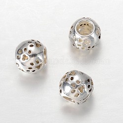 Rondelle alliage de style tibétain européen de grosses perles de trou, argent antique, 10x9mm, Trou: 4mm