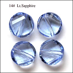 Имитация австрийских кристаллов, класс AAA, граненые, плоско-круглые, Небесно-голубой, 10x5 мм, отверстие : 0.9~1 мм