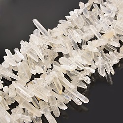 Hebras de abalorios de cristal de cuarzo en bruto naturales, pepitas, Claro, 10~50x2~10mm, agujero: 1 mm, aproximadamente 15.4 pulgada ~ 17.3 pulgadas