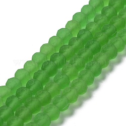 Abalorios de vidrio transparente hebras, facetados, esmerilado, rerondana plana, verde lima, 10mm, agujero: 1 mm