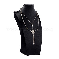 Wood Covered with Cloth Necklace Displays, Black, 34.5x20.5x10.2cm