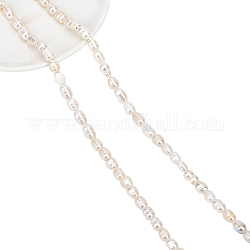 Nbeads 2 ciocche circa 106 pezzi di perle d'acqua dolce coltivate naturali, Perle sciolte di perle d'acqua dolce bianche a forma di riso da 5 mm di grado B con filettatura per la creazione di gioielli con bracciale, hole 1 mm
