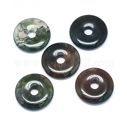 Naturali muschio pendenti agata, ciambella / disco pi, larghezza ciambella: 12 mm, 30x5~7mm, Foro: 6 mm