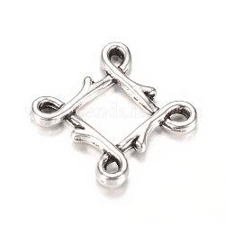 Tibetan Style Alloy Chandelier Components Links, Rhombus, Cadmium Free & Lead Free, Antique Silver, 21x21x2mm, Hole: 2x1mm