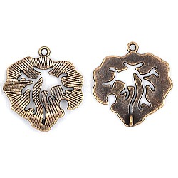Tibetan Alloy Pendants, Lead Free and Cadmium Free, Leaf, Red Copper, 30x29x2mm, Hole: 1.5mm
