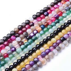 Natural Agate Beads Strands, Faceted, Flat Round, Mixed Color, 6~7x4~4.5mm, Hole: 1mm, about 61~64pcs/strand, 14.96 inch(38cm)