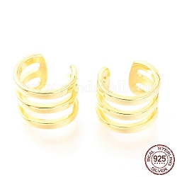 925 Sterling Silver Cuff Earrings, Golden, 11x9mm