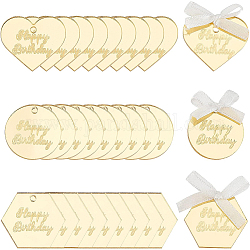 Kits de decoración de cumpleaños benecreat, incluyendo cinta de raso de una sola cara, Colgantes de acrílico transparentes, oro
