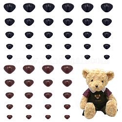 Pandahall elite 380 pcs 5 tamaños 2 colores nariz de perro de plástico manualidades, para accesorios de juguetes de muñecas diy, negro y marrón coco, color mezclado, 7~15x9~20x3~6mm
