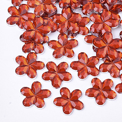 Cabochon di plastica, fiore, rosso, 9x9.5x1.5mm, circa 5000pcs/borsa