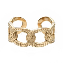 304 anillo de puño abierto de cadena de eslabones de acero inoxidable, anillo hueco grueso para mujer, dorado, nosotros tamaño 7 3/4 (17.9 mm)