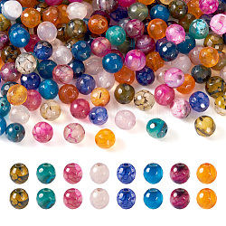 160 pièce de perles d'agate naturelle de 8 couleurs, teints et chauffée, ronde, facette, couleur mixte, 6mm, Trou: 1mm, 20 pcs / couleur