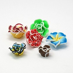 Handmade Polymer Clay Beads, For Brilliant Jewelry Making, Flower, Mixed Color, 15~50x9~22mm, Hole: 1~2mm