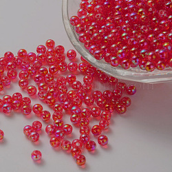 Perles acryliques transparentes écologiques, ronde, couleur ab , rouge, 5mm, Trou: 1.5mm, environ 8400 pcs/500 g