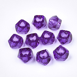 Transparenten Harzkügelchen, Großloch perlen, facettiert, Vieleck, blau violett, 13x13x8 mm, Bohrung: 5.5 mm