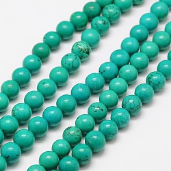 Brins ronds de perles de magnésite naturelle, teinte, turquoise, 8mm, Trou: 1mm, Environ 50 pcs/chapelet, 15.3 pouce