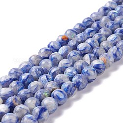 Fili di perline di selenite naturale, tinto, tondo, blu, 8mm, Foro: 1.2 mm, circa 50pcs/filo, 15.94'' (40.5 cm)