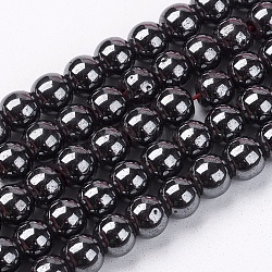 Chapelets de perles en hématite synthétique magnétique, Grade a, ronde, noir, 6mm, Trou: 1mm, 15.5 pouce