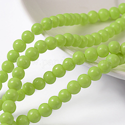 Painted Glass Beads Strands, Round, Green Yellow, 4mm, Hole: 1mm, about 200pcs/strand