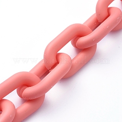 Cadenas de cable de acrílico hechas a mano, oval, para la fabricación de la joya, salmón, 31x19.5x5.5mm, 39.37 pulgada (1 m) / hebra