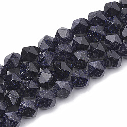 Synthetische blauen goldstone Perlen Stränge, sternförmige runde Perlen, facettiert, 8~10x7~8 mm, Bohrung: 1 mm, ca. 45~48 Stk. / Strang, 14.2~14.6 Zoll