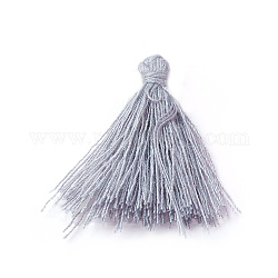 Polycotton(Polyester Cotton) Tassel Pendant Decorations, Gray, 28~34x5mm, about 300pcs/bag
