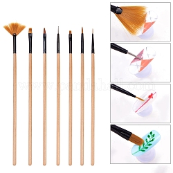 7 pcs ongles art brosse stylos, manche en bois et tête de stylo en fibre de nylon, papayawhip, 175~190x5 mm, 7 pcs / set