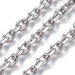 Chaînes de câbles en 201 acier inoxydable, chaînes de coupe de diamant, non soudée, couleur inoxydable, 6.50x2mm