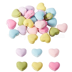30pcs 6 perles de résine de couleurs, macaron, cœur, couleur mixte, 19x22x13mm