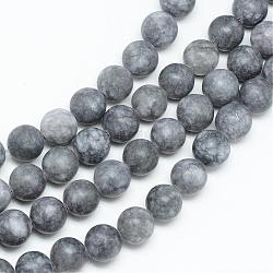 Natürliche weiße Jade Perlenstränge, gefärbt, matt, Runde, Grau, 10~11 mm, Bohrung: 1.5 mm, ca. 38~39 Stk. / Strang, 14.9 Zoll