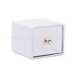 Cofanetto portagioie quadrato con cassetto di carta, con rivetto in ottone, per confezioni regalo di anelli e bracciali, bianco, 5x5x4cm