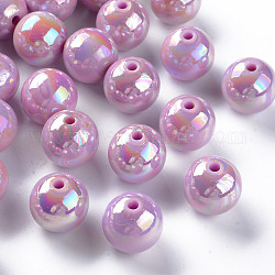 Opake Legierung Perlen, ab Farbe plattiert, Runde, Violett, 16x15 mm, Bohrung: 2.8 mm, ca. 220 Stk. / 500 g