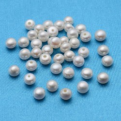 Perle di perle d'acqua dolce coltivate naturali di grado aaa, foro mezzo forato, mezzo tondo, bianco, 4.5~5x3.5~4.5mm, Foro: 1 mm