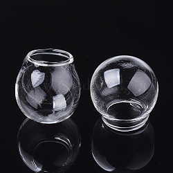 Handgemachte Kugelkugelflaschen aus geblasenem Glas, für die Herstellung von Glasfläschchenanhängern, Runde, Transparent, 30.5~31.5x29.5 mm, Halb Loch: 17.5~18 mm