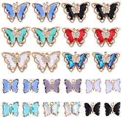 SUNNYCLUE 1 Box 24Pcs Crystal Butterfly Charms 21x16mm Large Rhinestone Butterfly Dangle Charm 12x10mm Small Colorful Glass Butterflies Beads Butterfly Wing Charms for Jewelry Making Charms DIY Craft