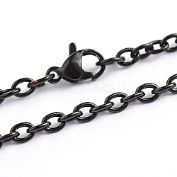 304 in acciaio inossidabile collane a catena cavo, elettroforesi nera, 23.6 pollice (60 cm), 3mm