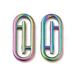 304 Edelstahl verbindet Ringe, ovale Büroklammerform, Regenbogen-Farb, 23x10x2 mm