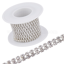 Silver Iron Rhinestone Strass Chains, Double Rows Rhinestone Cup Chain, with Spool, Crystal, 4.5x2.5mm, about 14.76 Feet(4.5m)/Roll