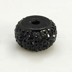 Resin Beads, Rondelle, Black, 14x8mm, Hole: 3mm