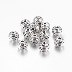 Perles en alliage, sans plomb & sans nickel & sans cadmium , ronde, argent antique, 8mm, Trou: 1mm