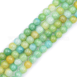 Crackle GlasperlenStränge, gefärbt und erhitzt, Runde, hellgrün, 10 mm, Bohrung: 1 mm, ca. 78~79 Stk. / Strang, 29.92 Zoll ~ 30.24 Zoll (76~76.8 cm)