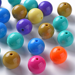 Perles acryliques opaques, ronde, couleur mixte, 20x19mm, Trou: 3mm, environ 111 pcs/500 g