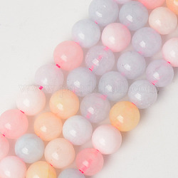 Chapelets de perles de quartz naturel, teints et chauffée, imitation couleur morganite, ronde, couleur mixte, 10~10.5mm, Trou: 1.2mm, Environ 38 pcs/chapelet, 14.96 pouce (38 cm)