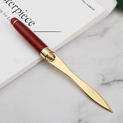 Портативный офисный нож для открывания писем из нержавеющей стали, с ручкой из красного дерева, золотые, 16.2x8.5 см