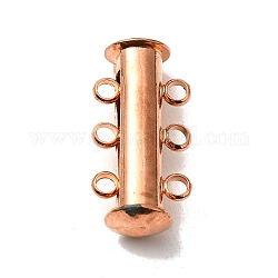 3-fili 6 fori tubo di ottone di scorrimento magnetico ganci di blocco, nichel libero, oro roso, 21x10x6.5mm, Foro: 2 mm