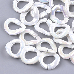 Acrílico imitación perla que une anillos, conectores de enlace rápido, para la fabricación de cadenas de joyería, color de ab,  torcedura, color de concha, 29x32x10~11mm