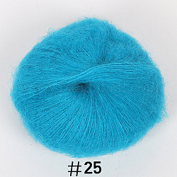 アンゴラモヘアウール編み糸 25g  ショールスカーフ人形かぎ針編み用品用  ディープスカイブルー  1mm