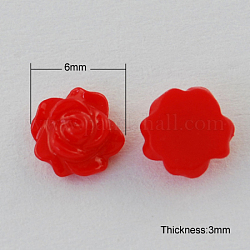Resin Cabochons, Flower, Red, 6x3mm