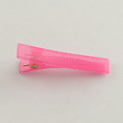 ヘアアクセサリー作りのためのキャンディーカラーの小さなプラスチック製のワニのヘアクリップのパーツ  濃いピンク  41x8mm